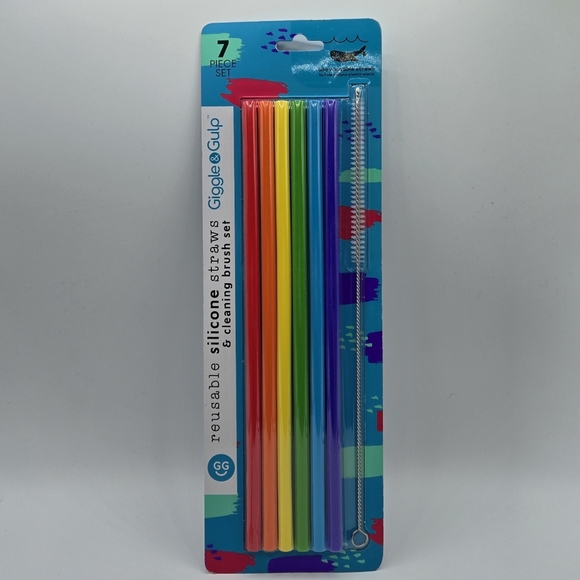 Giggle & Gulp Reusable Silicone Straws 7 piece Set - Picture 5 of 5